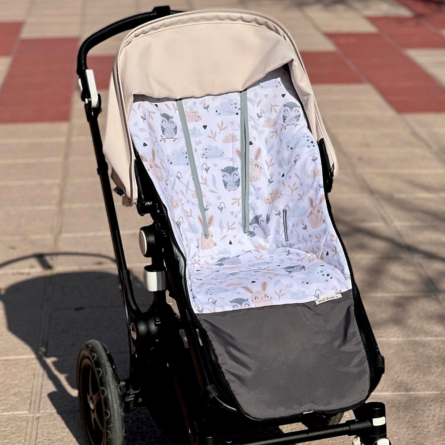 Pram footmuff (winter) waterproof "Owl and Rabbit" collection