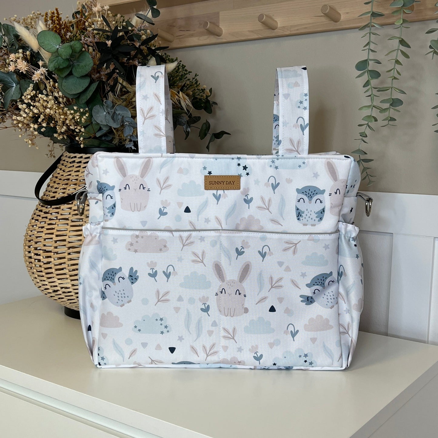 Diaper bag waterproof "Owl and Rabbit" collection