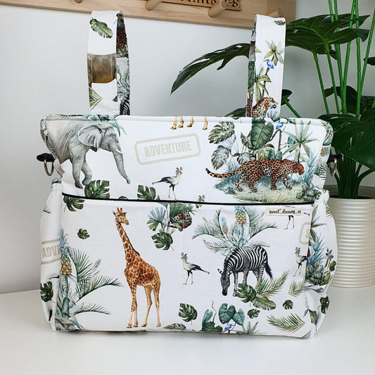Diaper bag waterproof "Safari white" collection