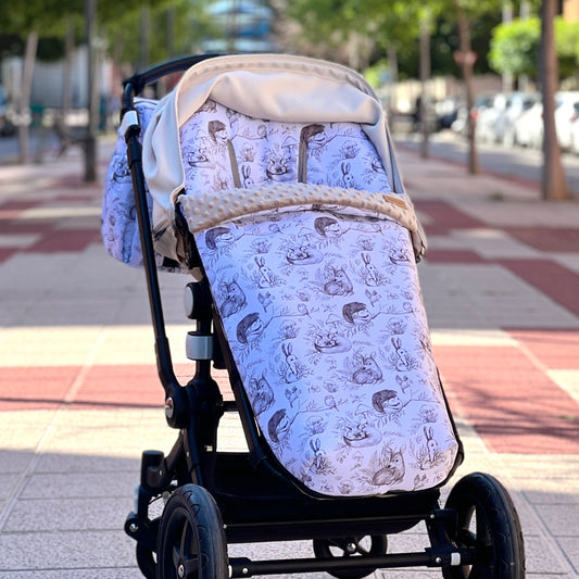 Pram footmuff (winter) waterproof "Forest friends" collection